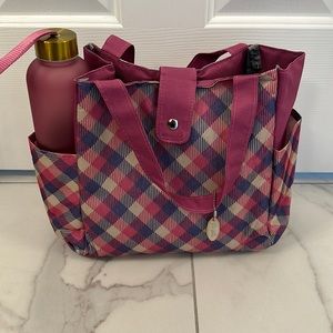 NWOT Eco One insulated Lunch Tote with Water Bottle Purple Tan